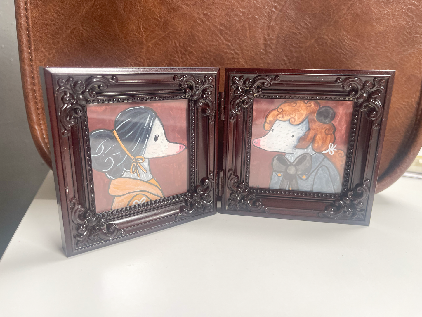 *ORIGINAL* Opossum Paintings in Vintage Frame