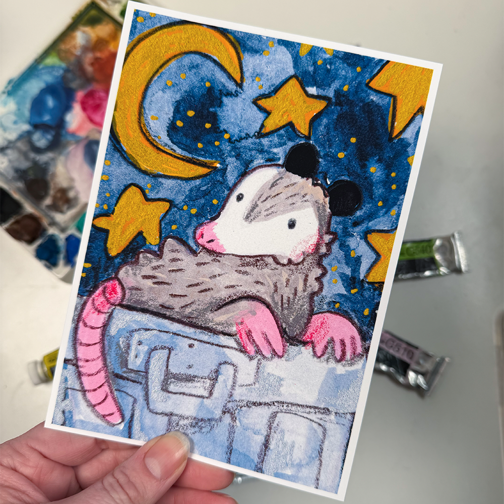 Starry Opossum Print