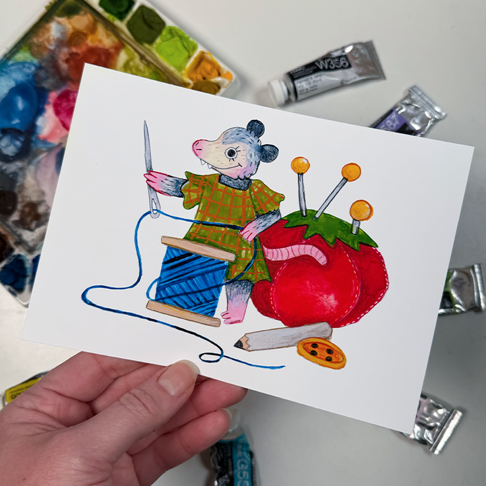 Sewing Opossum Print