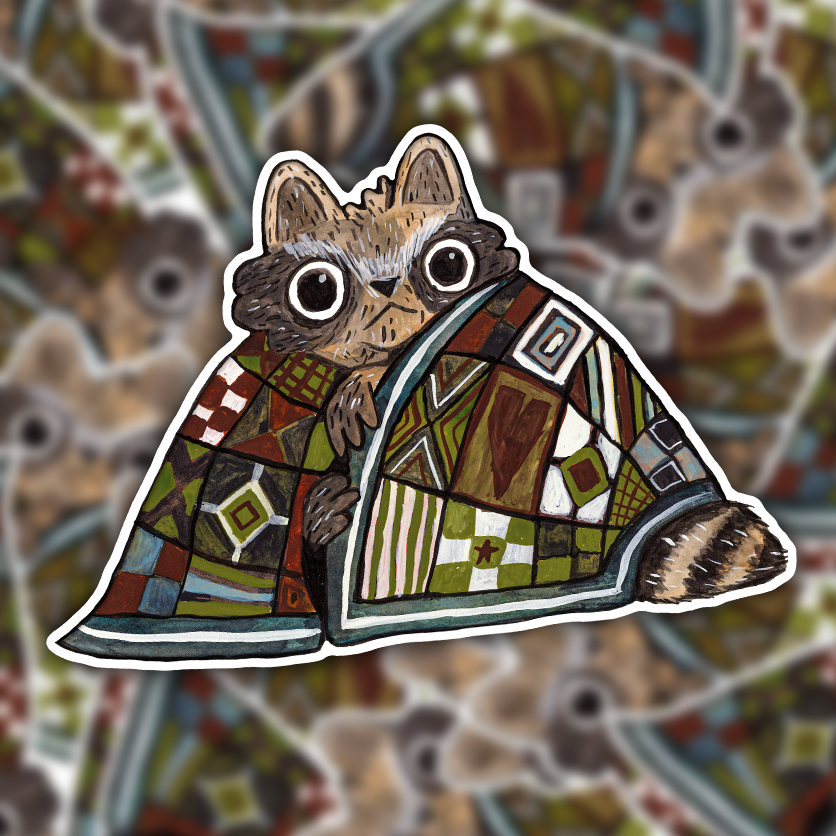 Quilt Raccoon Sticker