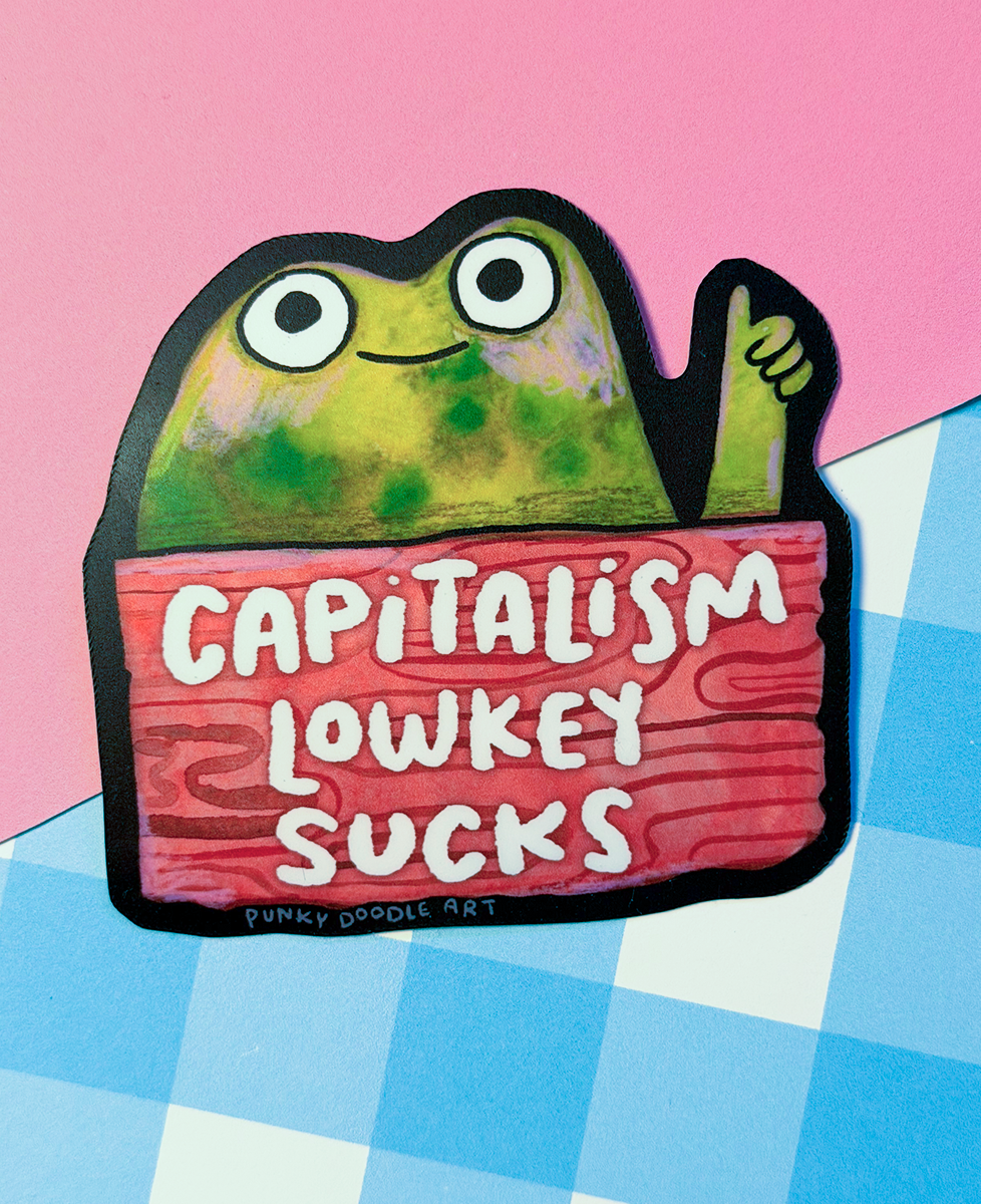 Capitalism Frog Sticker