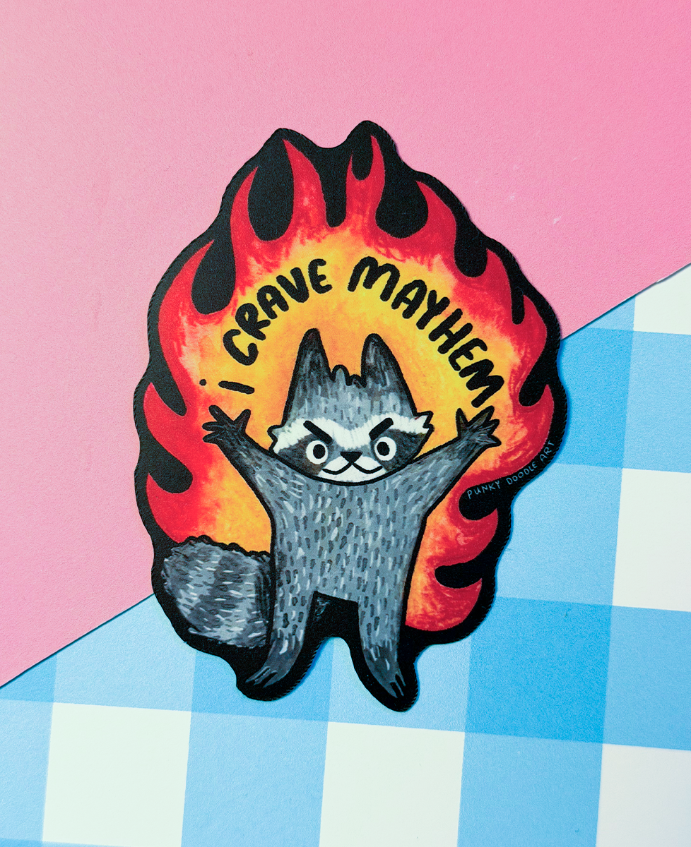 Mayhem Raccoon Sticker