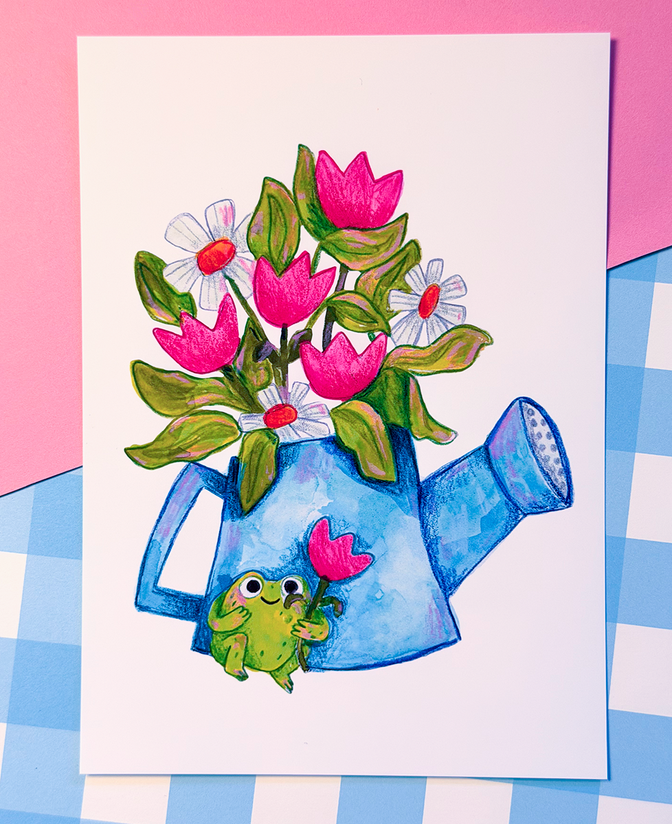 Watering Can Frog Print