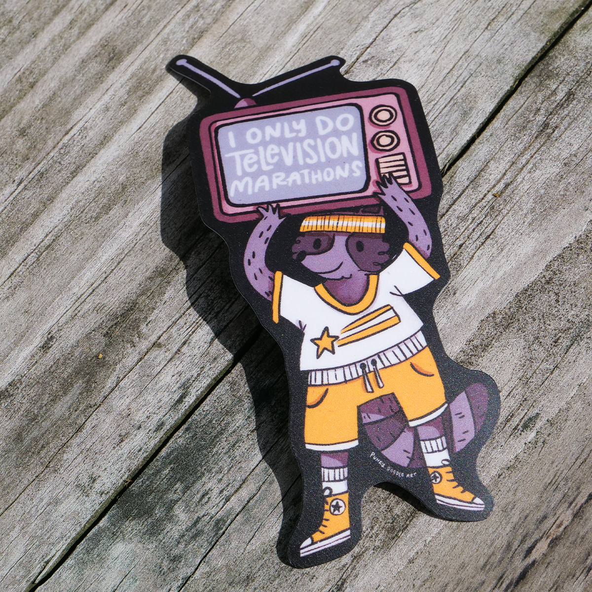 TV Marathon Raccoon Sticker