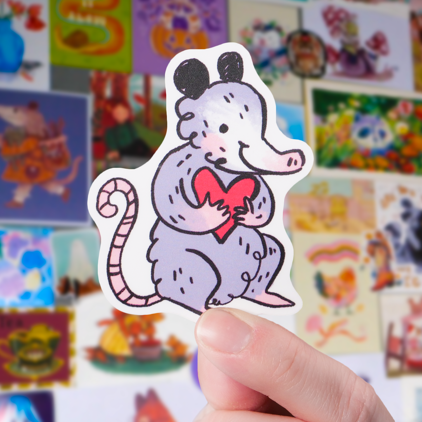 Heart Opossum Sticker