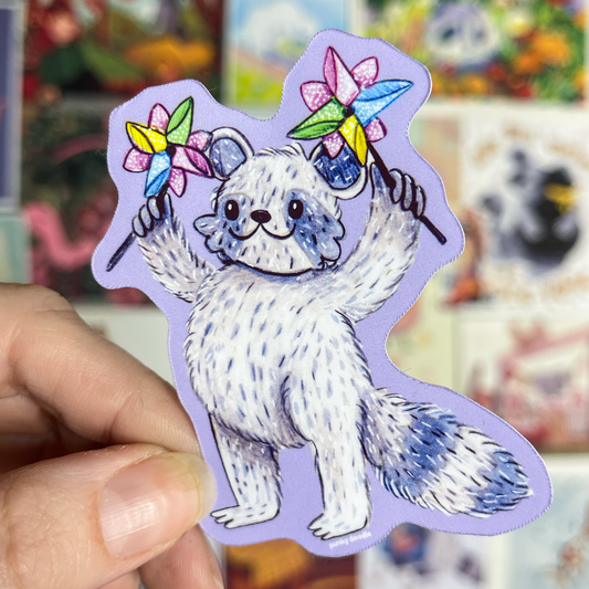 Pinwheel Raccoon Sticker