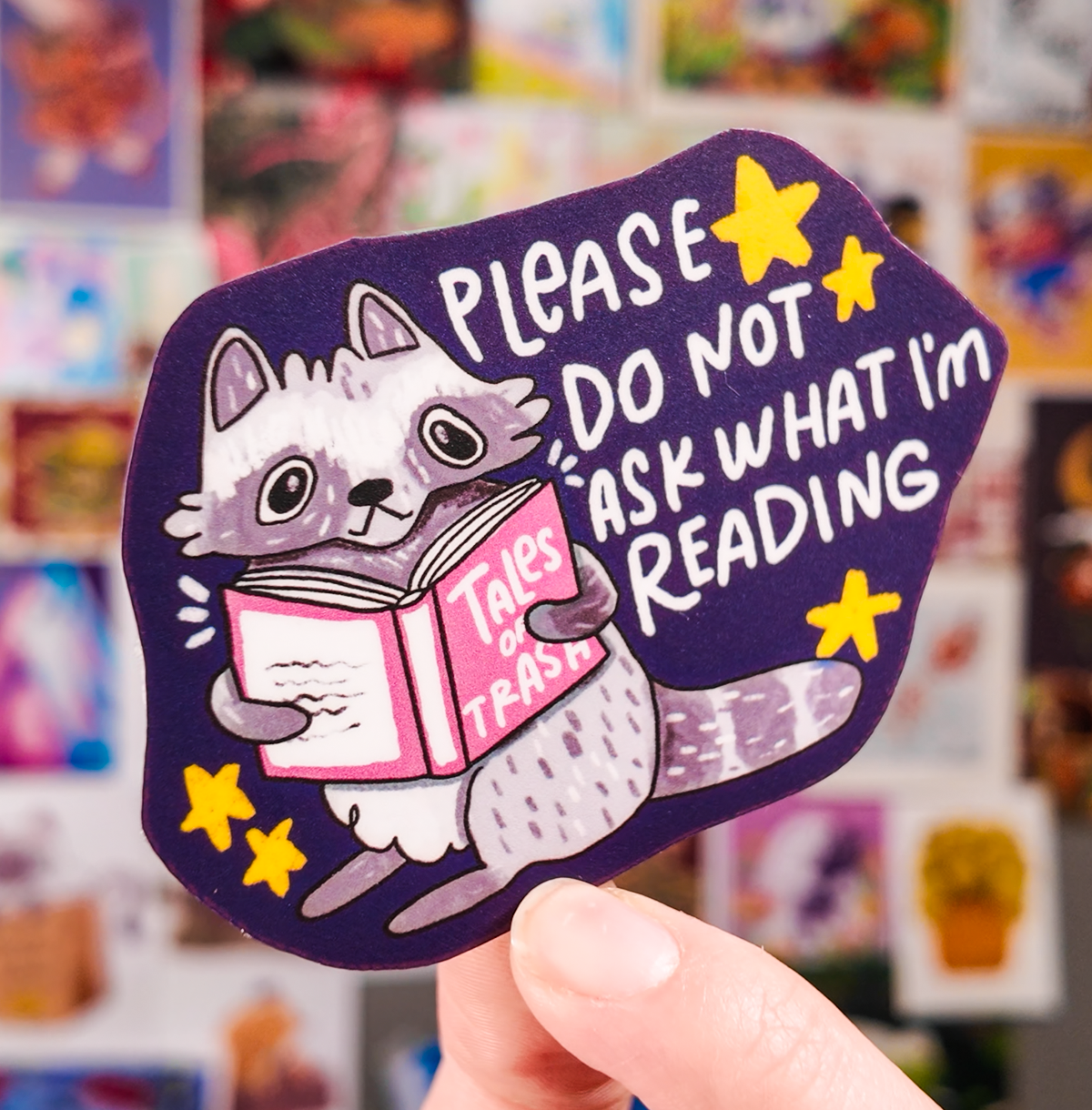 Reading Raccoon Sticker