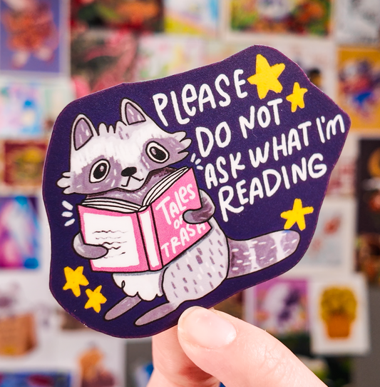 Reading Raccoon Sticker