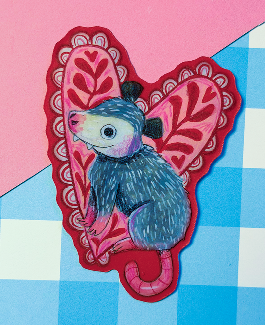 Heart Opossum Sticker
