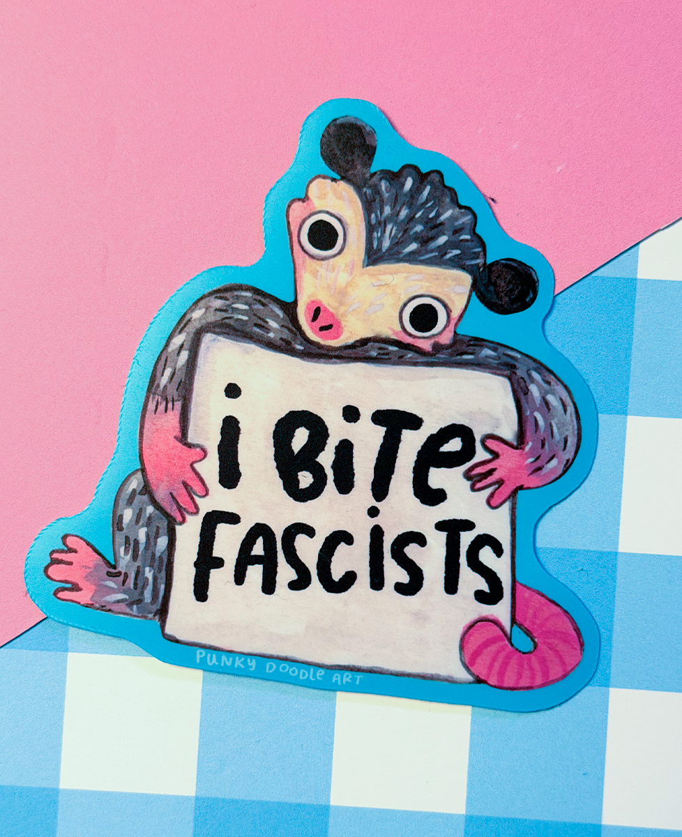 "I Bite" Opossum Sticker