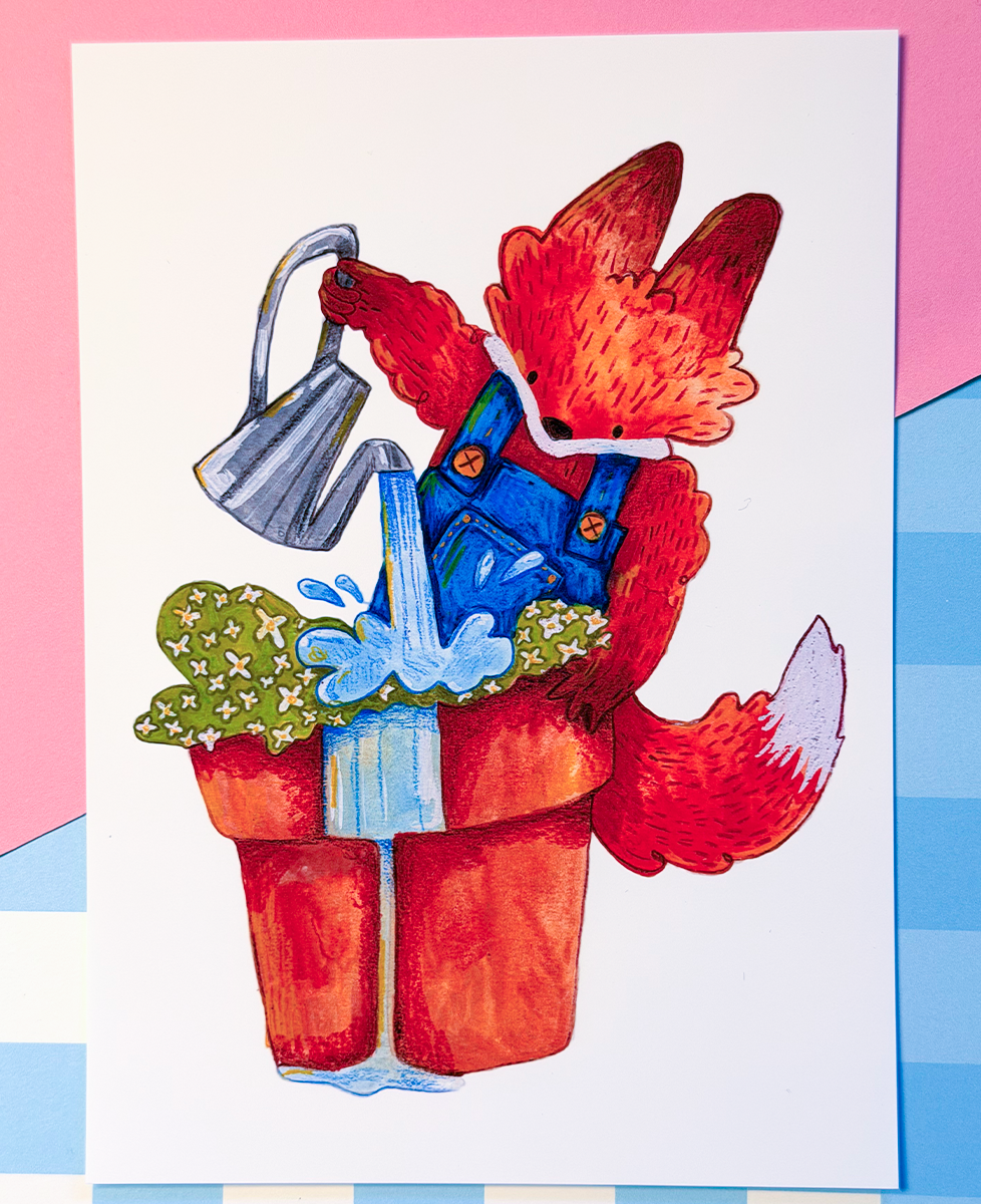 Gardening Fox Print