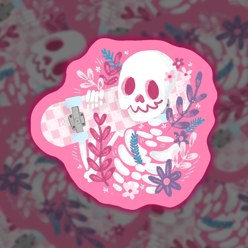 Skateboarding Skeleton Sticker