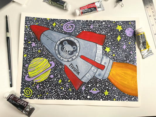 ** ORIGINAL Space Raccoon Painting